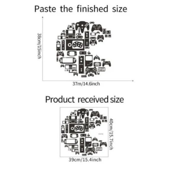 Gamer Wall Decal Pac Man Video Game Play Gamer Controller Kids Room Wall Sticker - Picture 5 of 5